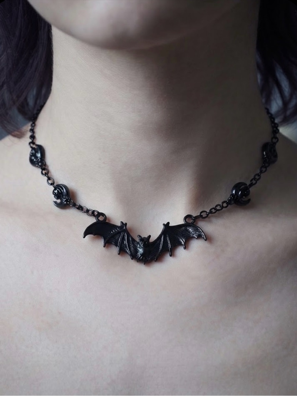 Hand Crafted Black Bat Necklace